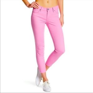 Kit from the Kloth Ellen pink skinny ankle jeans